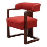 Art Deco red Reupholstered Chair, Belgium ca. 1920