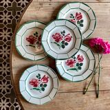 Set of 5 plates flat vintage model monique de digoin sarreguemines