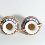 Large Hand-Painted Ceramic Double Handled Vases,  France, Set of 2