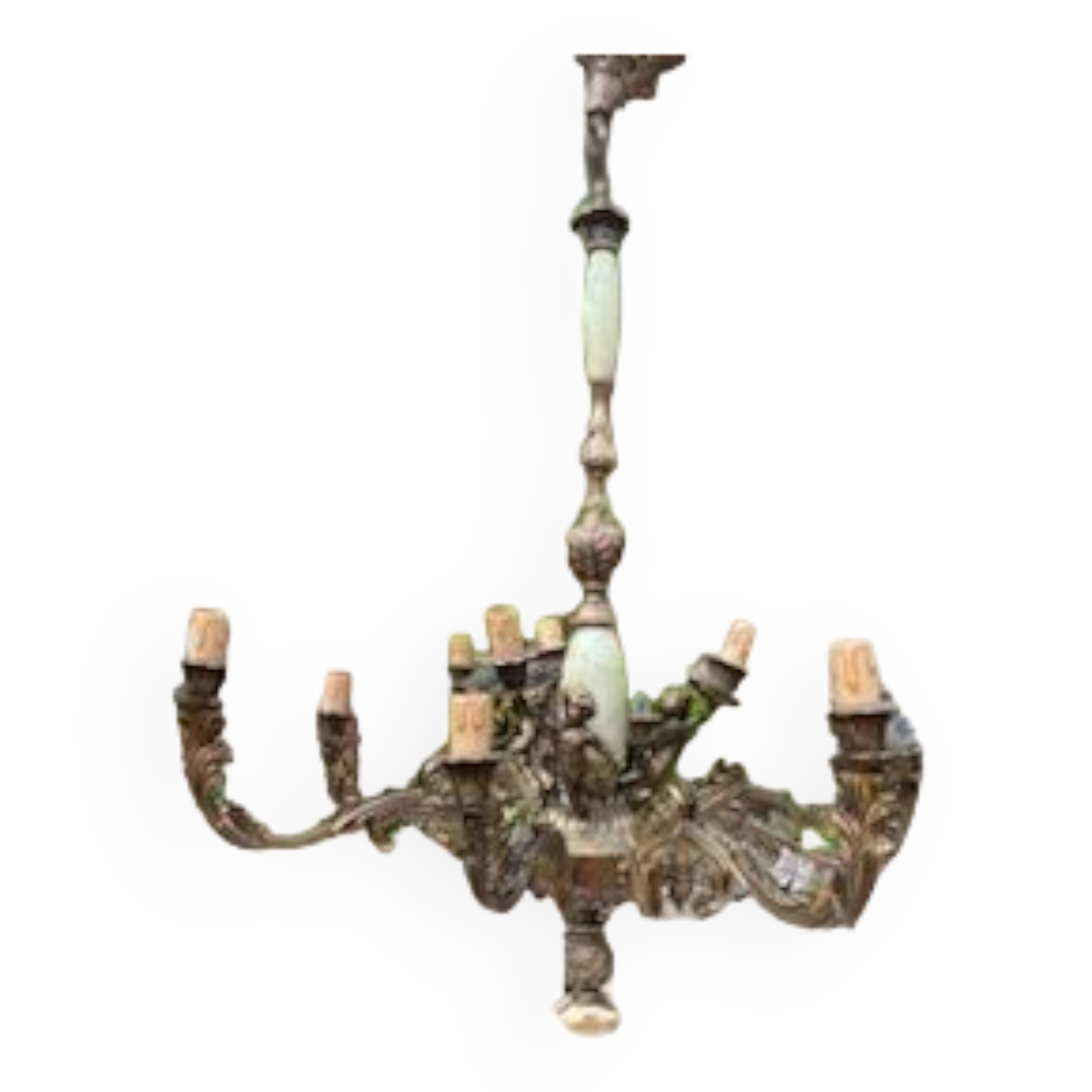 Chandelier with 3 cherubs in bronze and alabaster