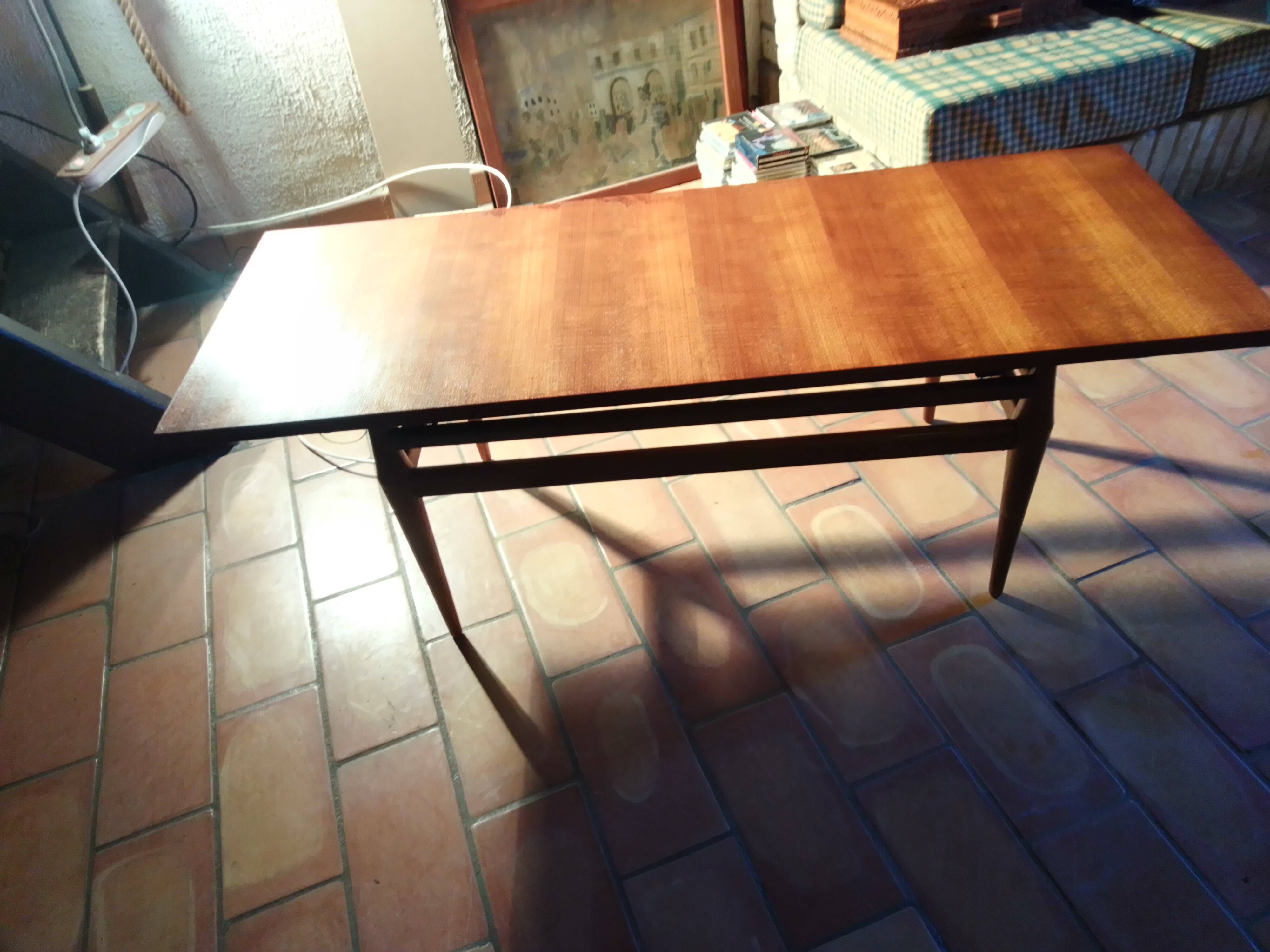 Table basse teck Vintage scandinave relevable