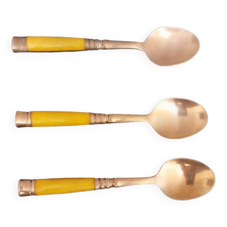 3 teaspoons orange and gold mother-of-pearl