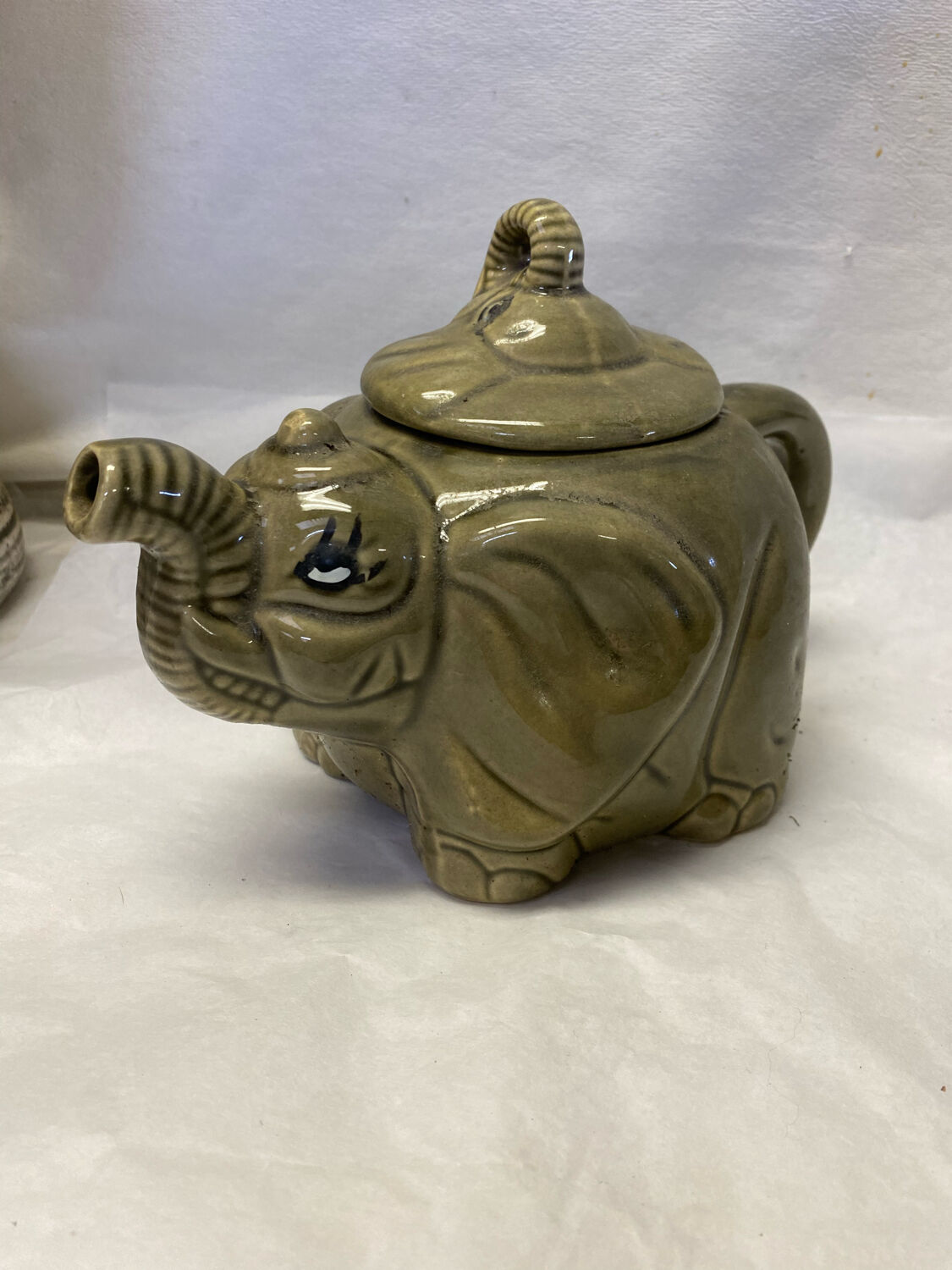 Grey ceramic elephant teapot