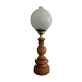 Scandinavian lamp in wood and opaline