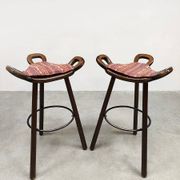 8 tabourets hauts en bois, Espagne 1960