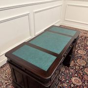 Classic English Desk Green Leather Inlay