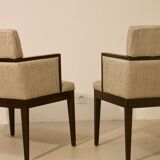 Pair of armchairs cube year 1960 fabric chiné beige restored. Sam SAM ref