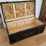 Malle ancienne bois et jute