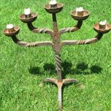 Wrought iron candlestick of castle - 5 branches aligned