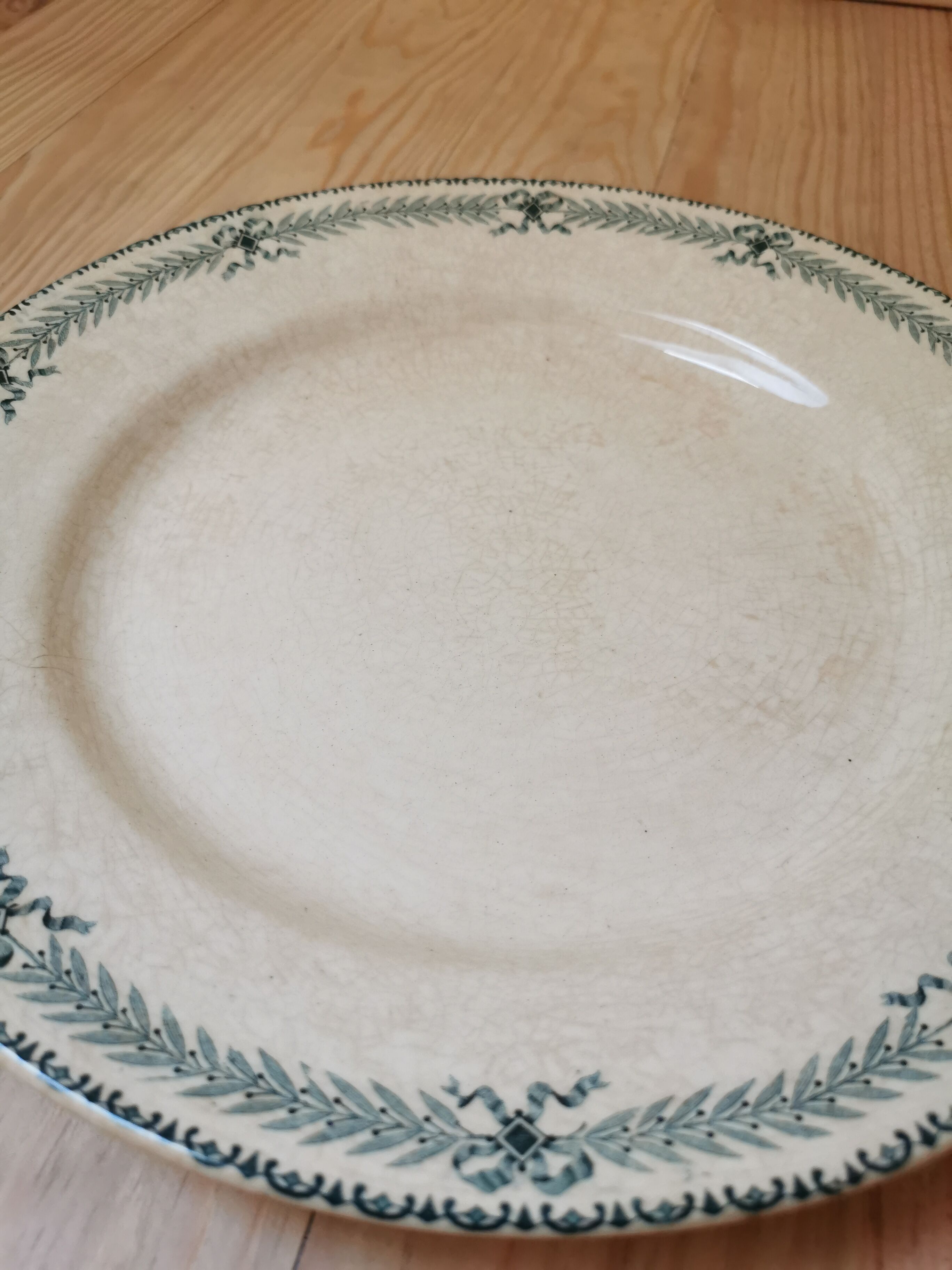 Large old round plate in iron earth