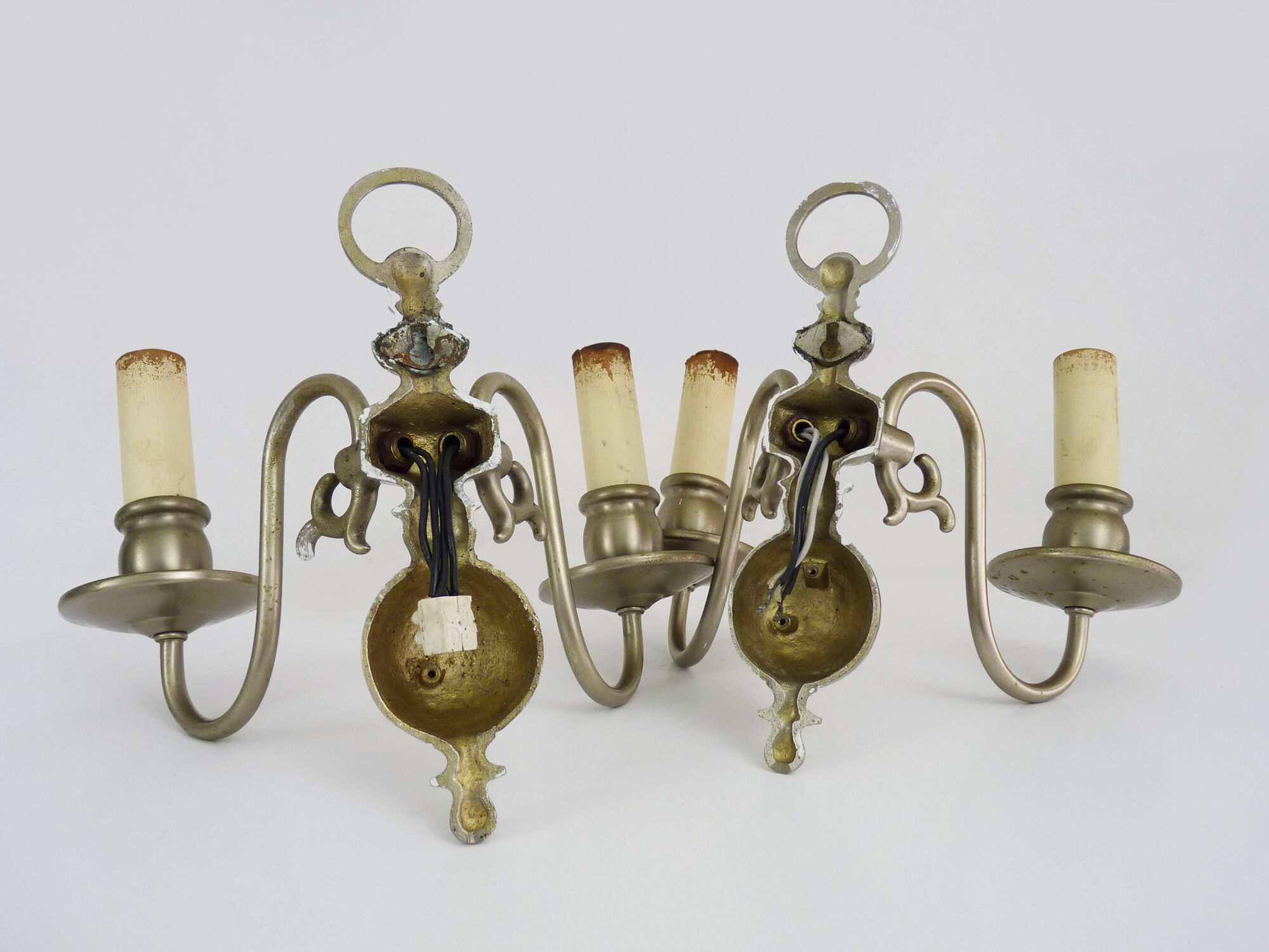 Pair of Dutch wall lamps Flemish 2-branched. Year 40 50