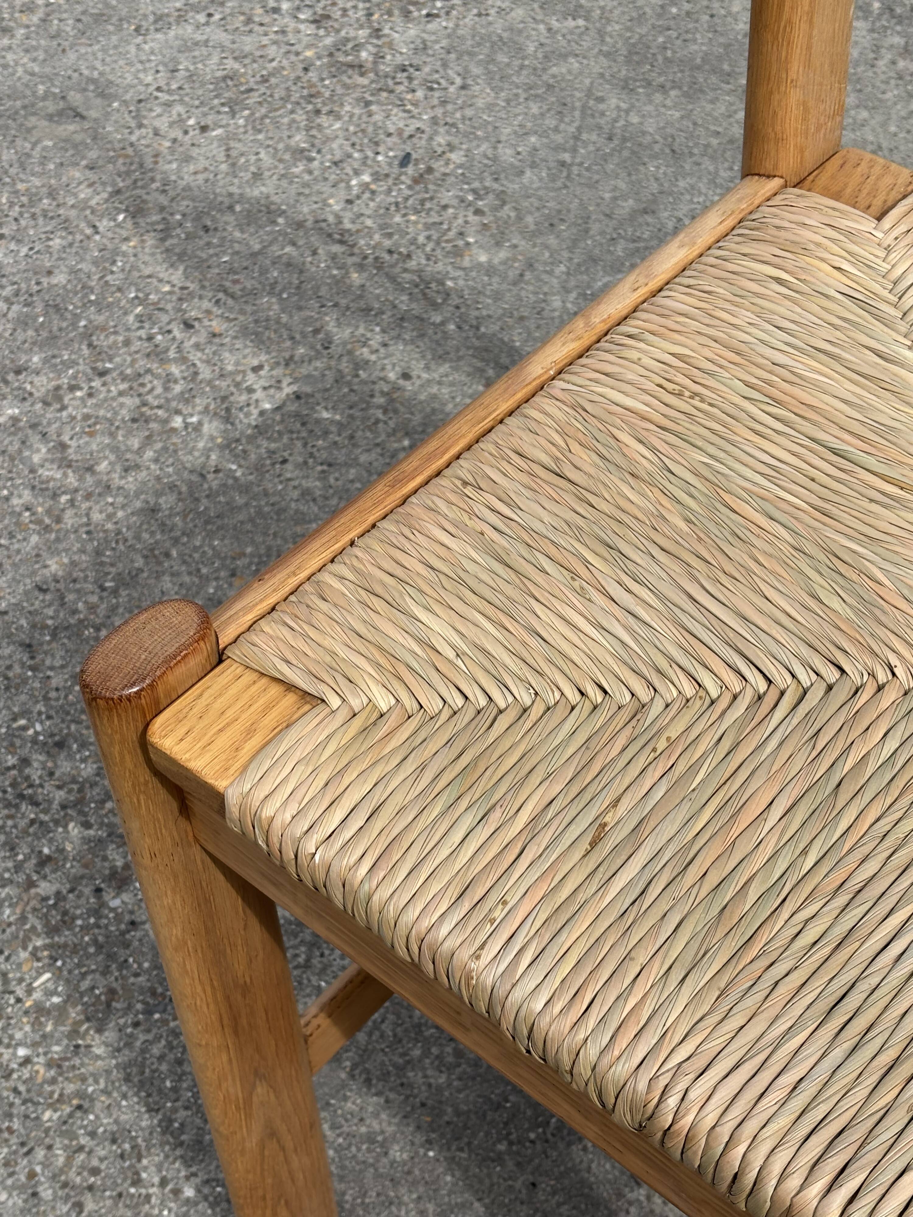 Vintage dining chairs set of 6 oak and rattan design minimalist design