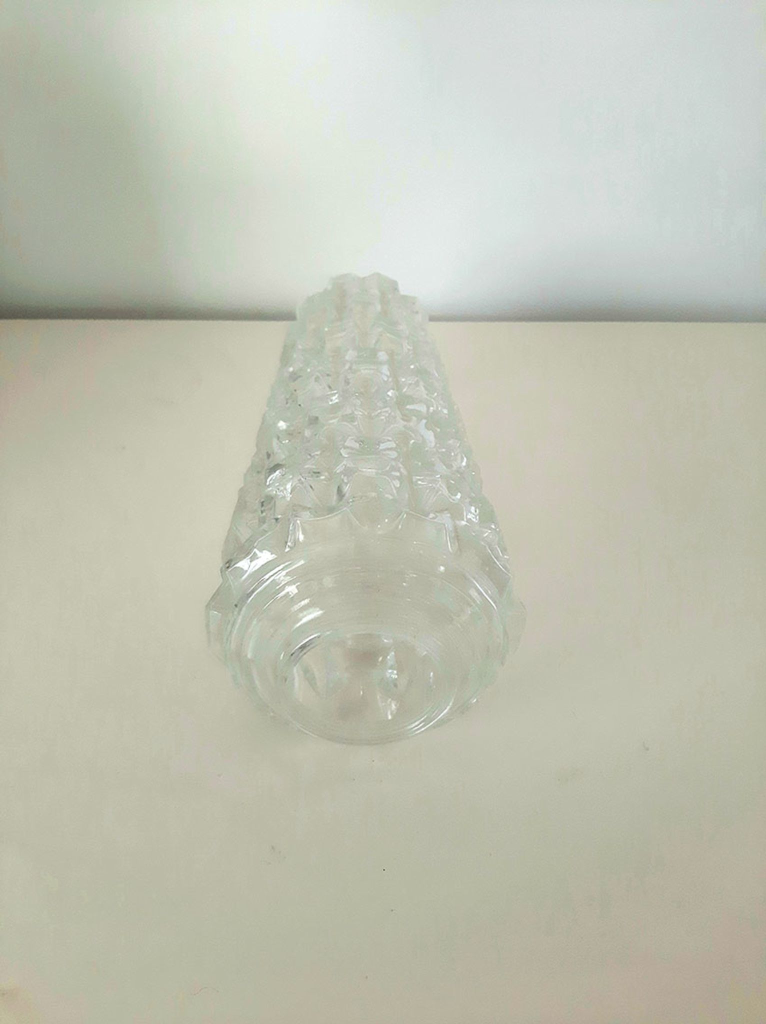 Glass lampshade, chandelier flute, year 60 70, pressed glass, embossed glass