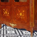 Glass library with rosewood marquetry in the Louis XV style.