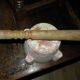 Mortar in veined red marble and its wooden pestle 20th century