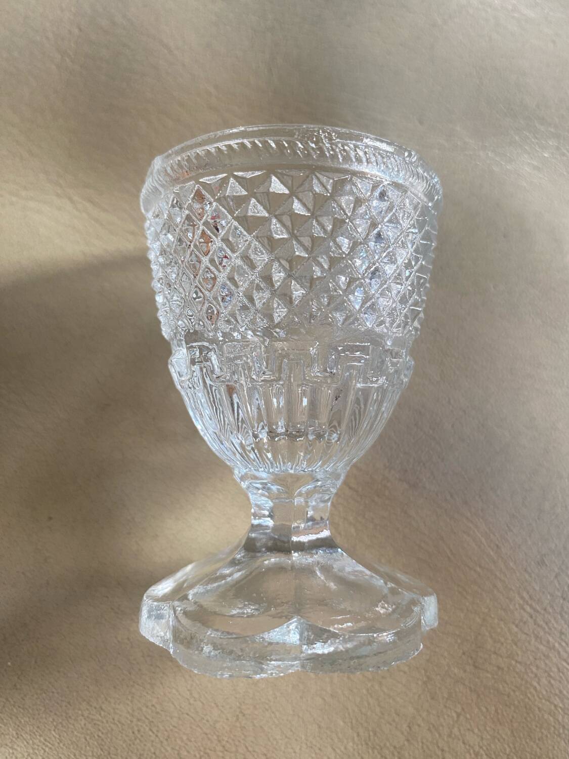 Antique pressed molded glass egg cup