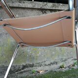 Peach-coloured leather Cantilever armchair