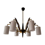 Lustre en laiton et teck
