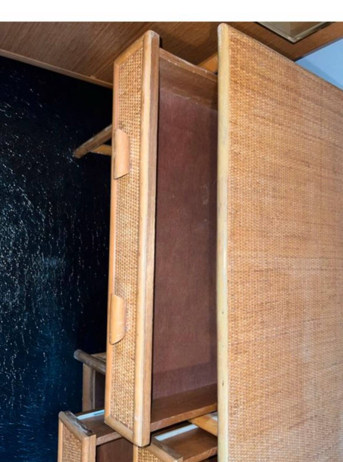 Vintage bamboo rattan woven desk circa 1970