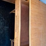 Vintage woven rattan bamboo desk circa 1970