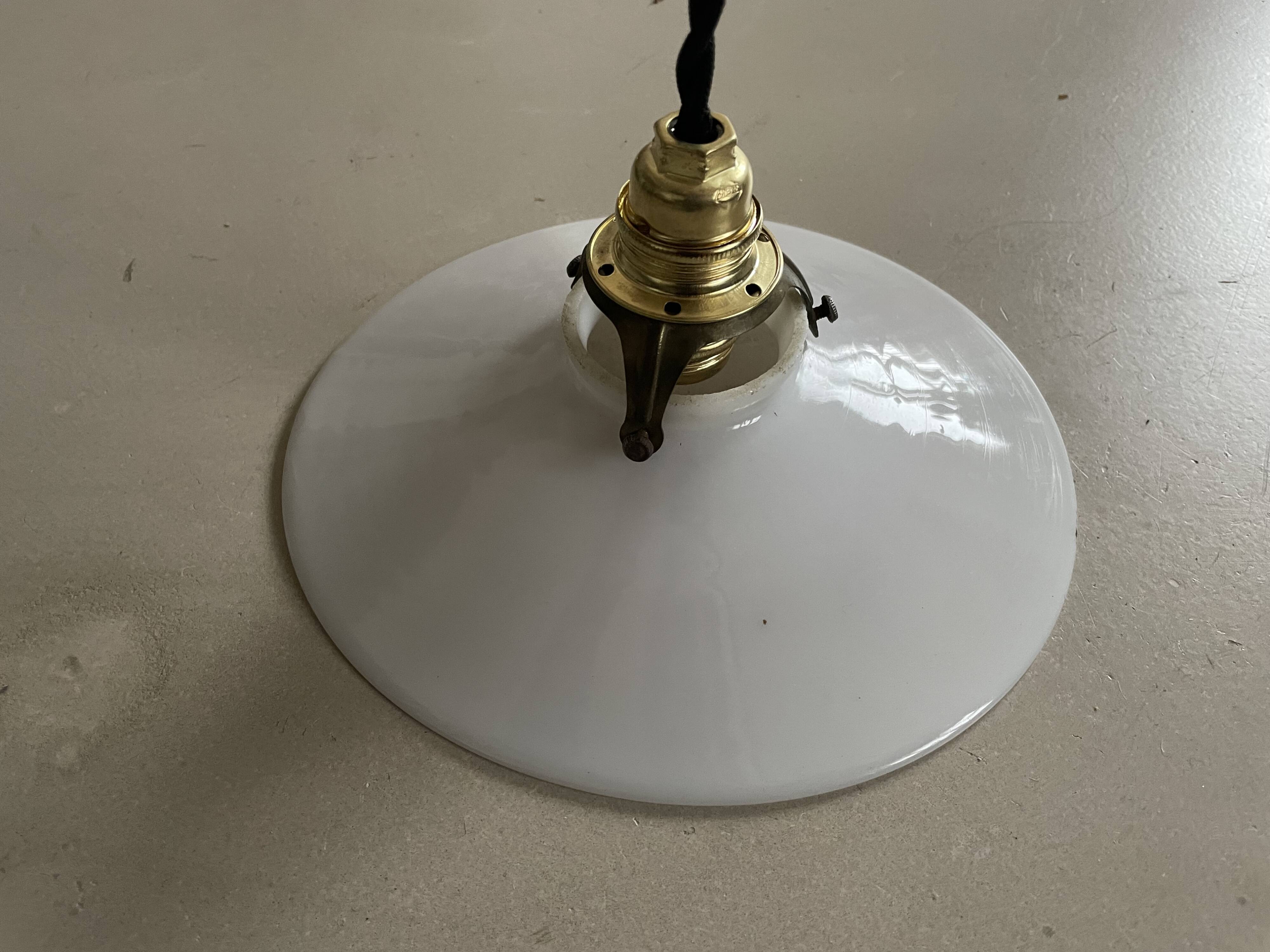 Small old opaline pendant light D20cm