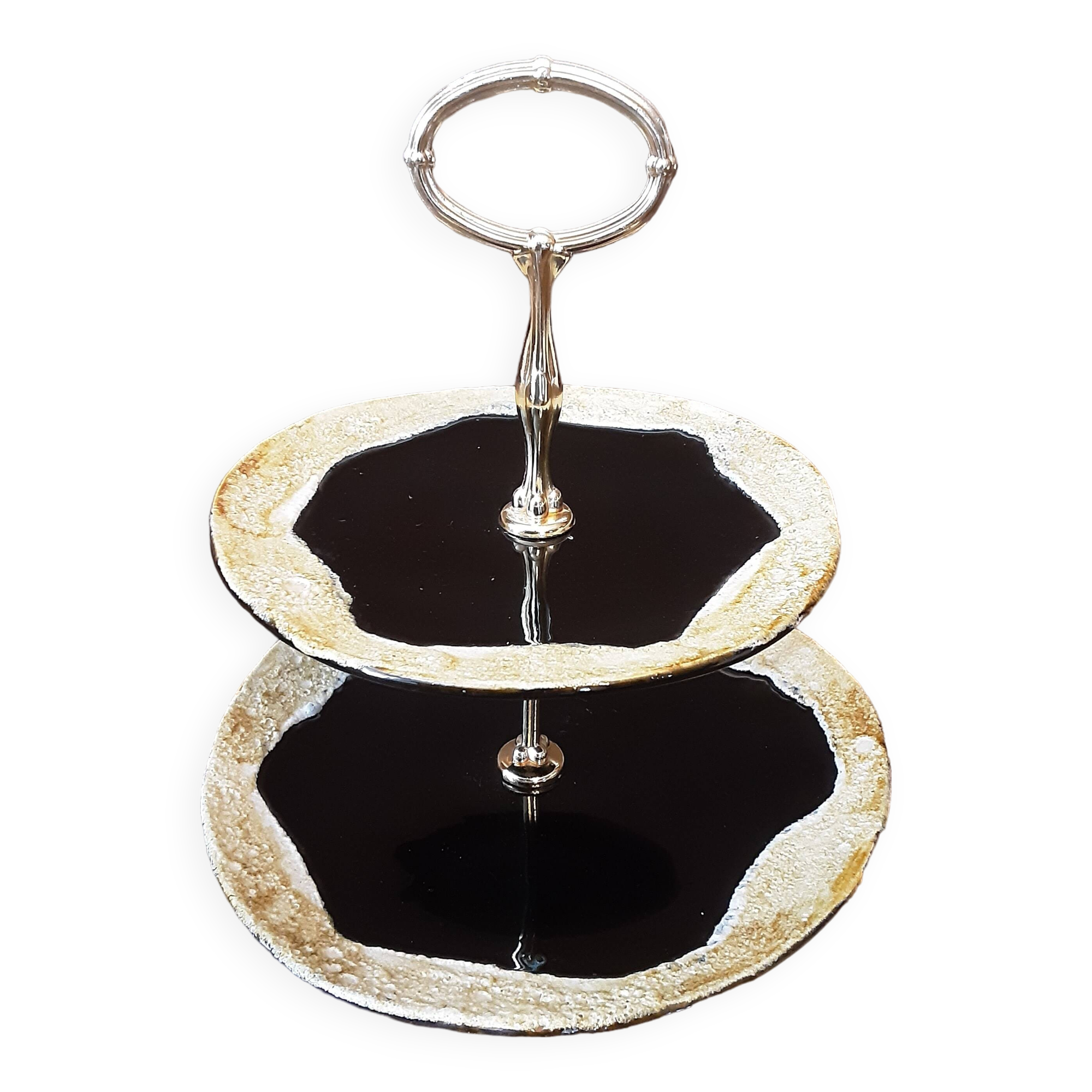 2-tier tray, handmade ceramic