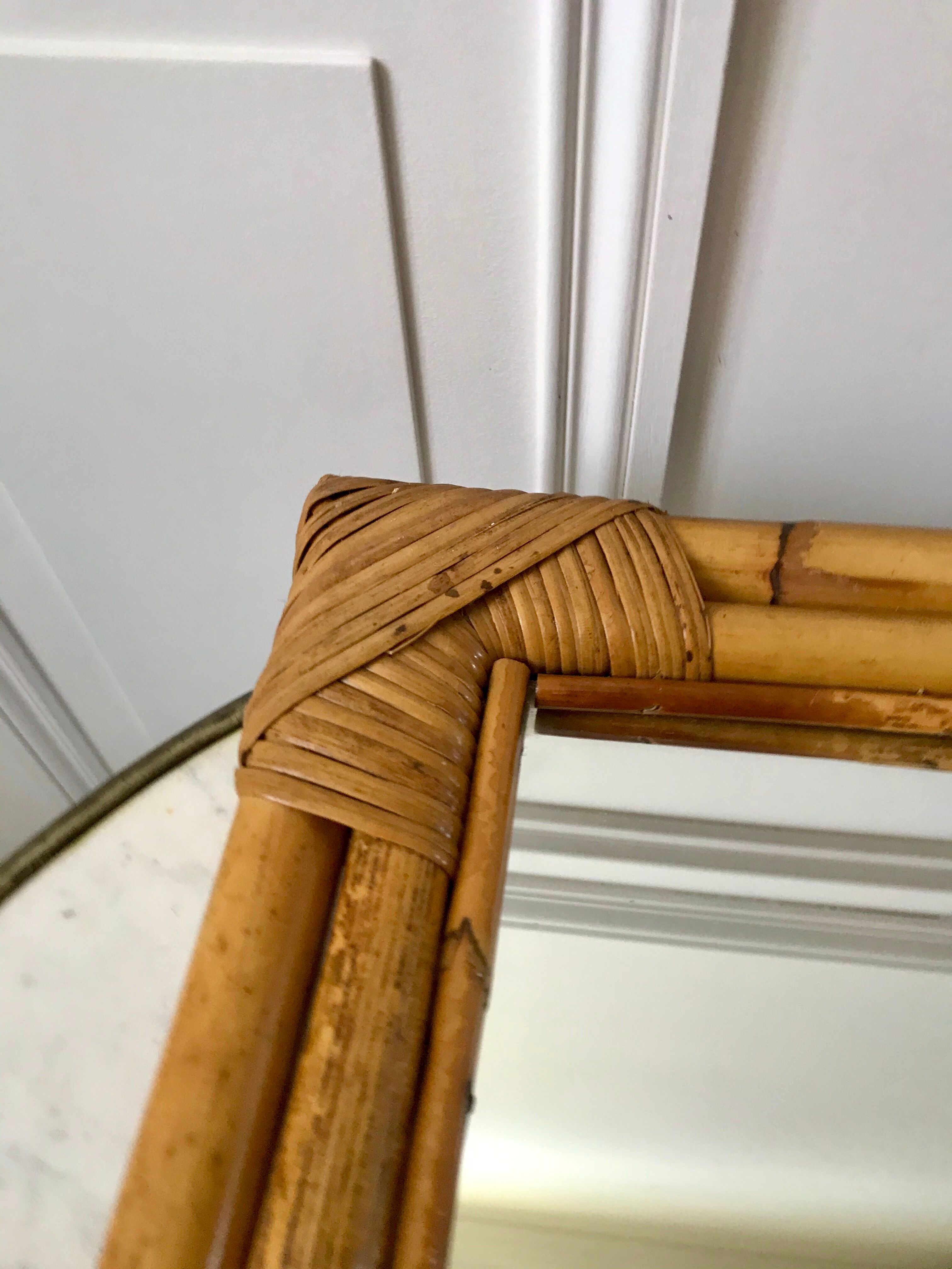 Rattan bamboo mirror 60s-70s