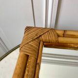 Miroir bambou en rotin années 60-70
