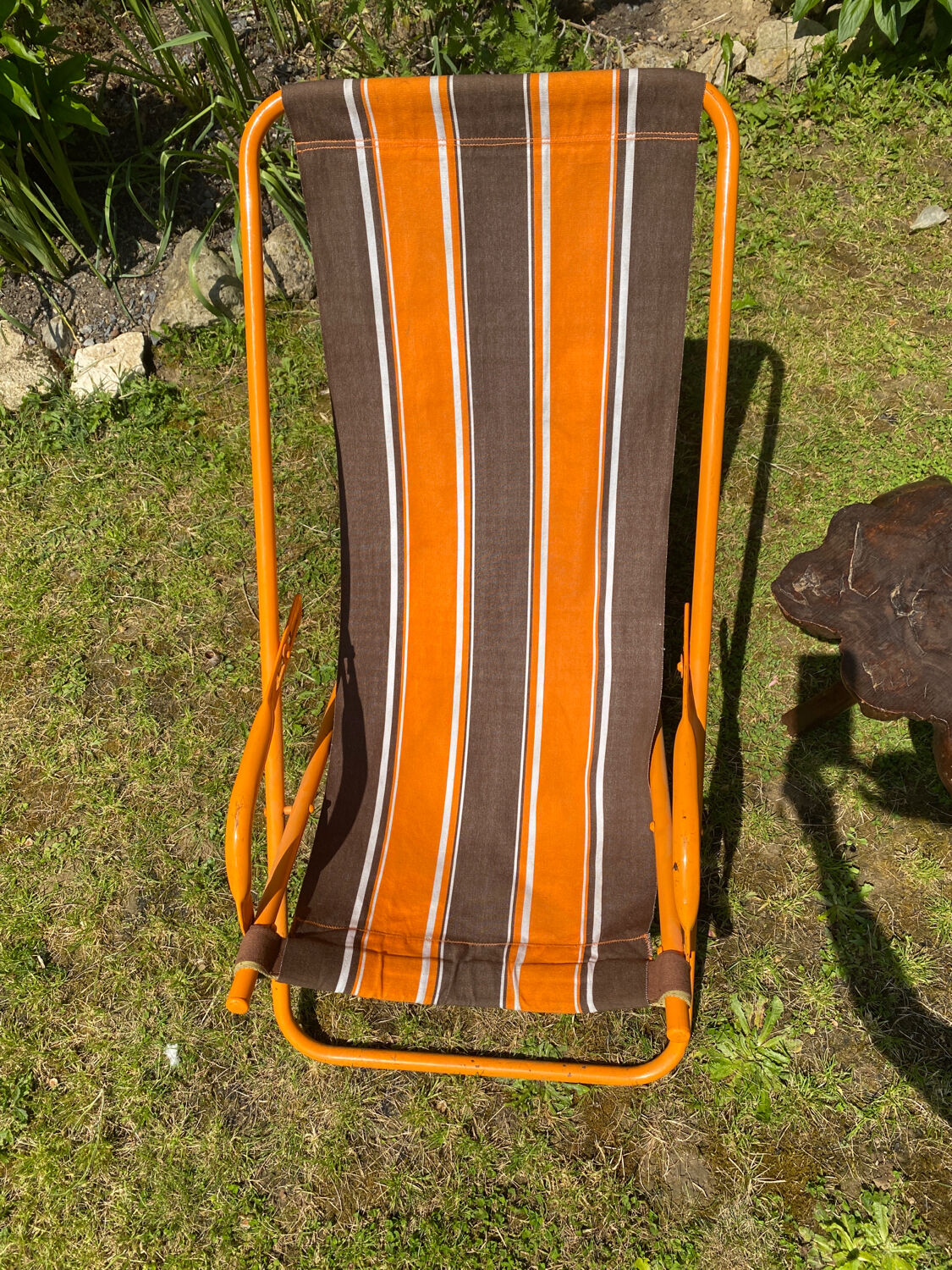 Old orange vintage deckchair