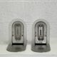 Pair of vintage stainless steel and glass wall lights