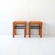 Paire de tabourets scandinaves vintage en pin avec assises tressées
