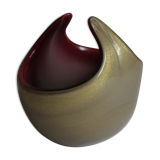 Horned aventurine and burgundy murano glass bowl, venice 1950s.