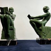 Art Deco Sculptural Bookends by Max Le Verrier, Paris, France, 1925, Set of 2