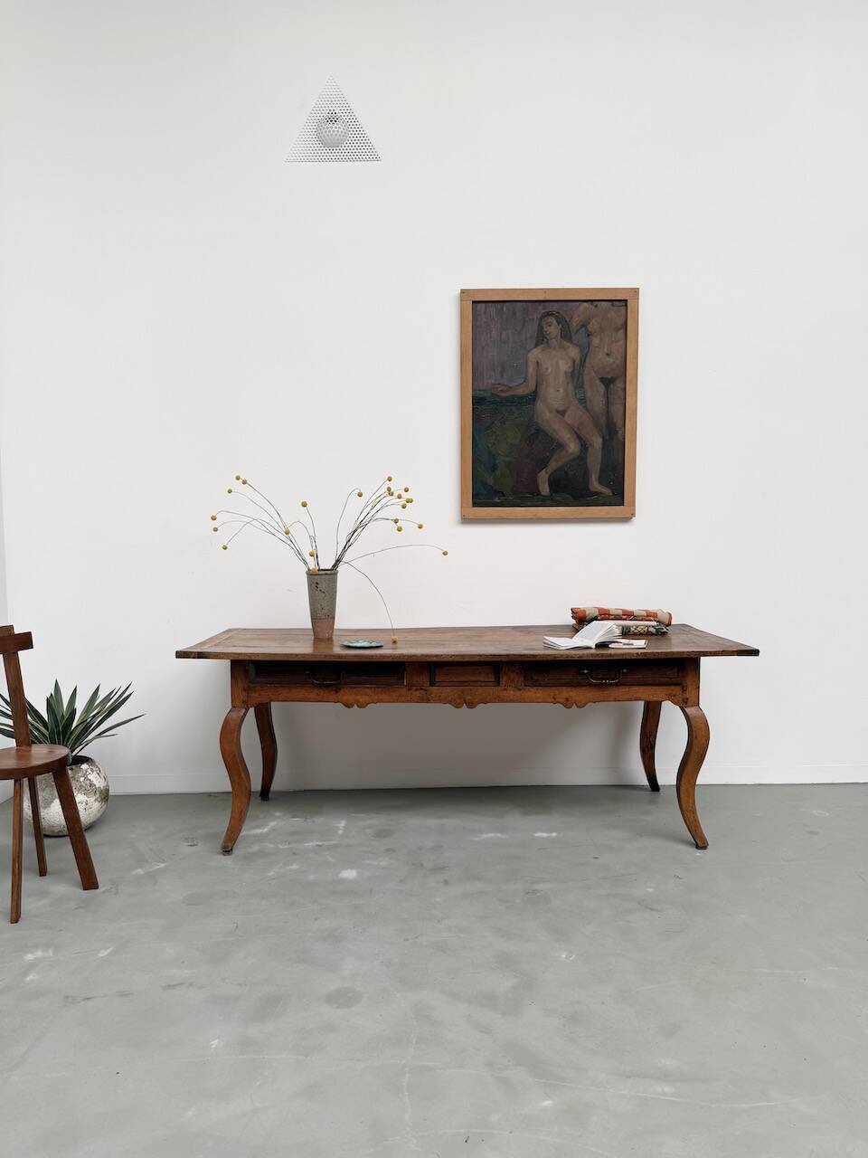 19th century walnut drapery table 2m1