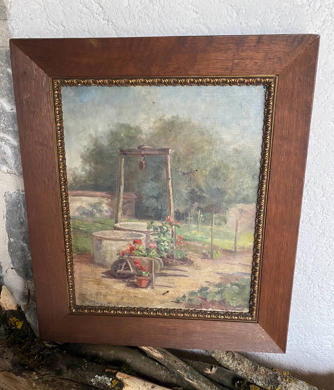 Oil on canvas signed old “Jardin”