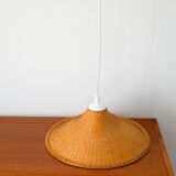 Rattan / beige woven wicker pendant light, 1970