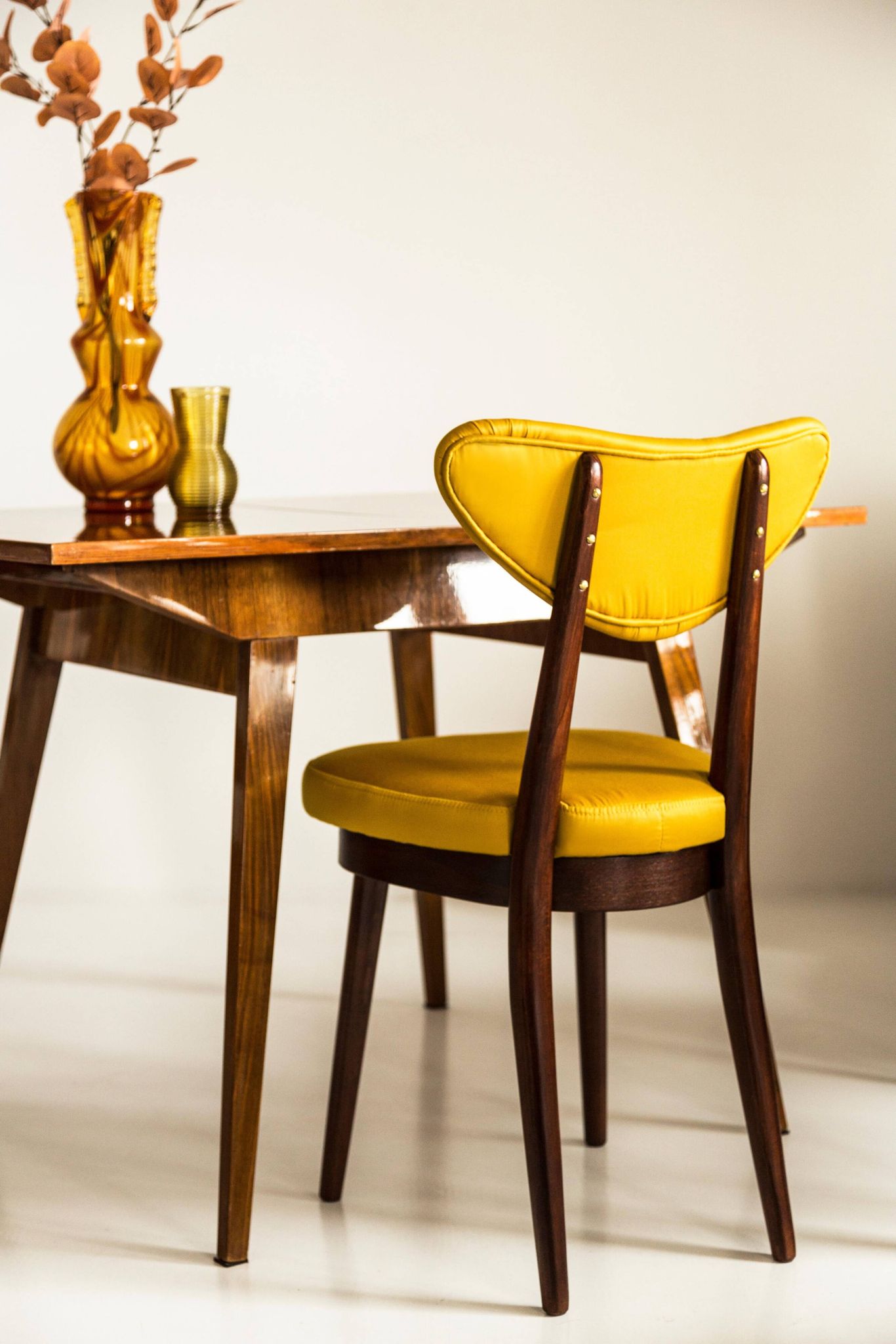 Midcentury Heart Chair in Yellow Satin Dedar Gildo Fabric, Europe, 1960s