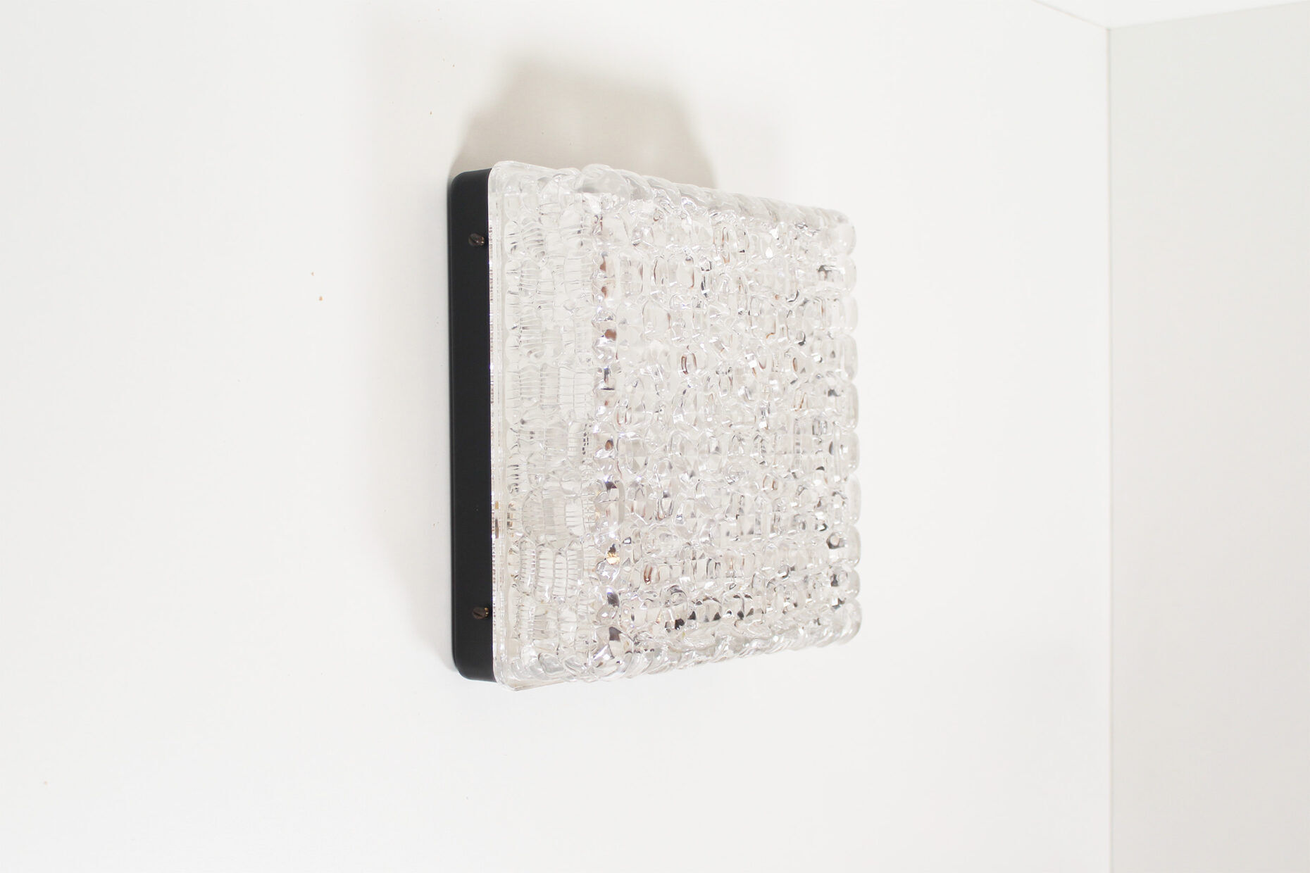 Vintage ice glass flush mount light by ERCO