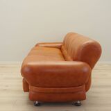 Canapé en cuir marron, Italie années 1970