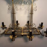 Important gilded brass chandelier circa 1940