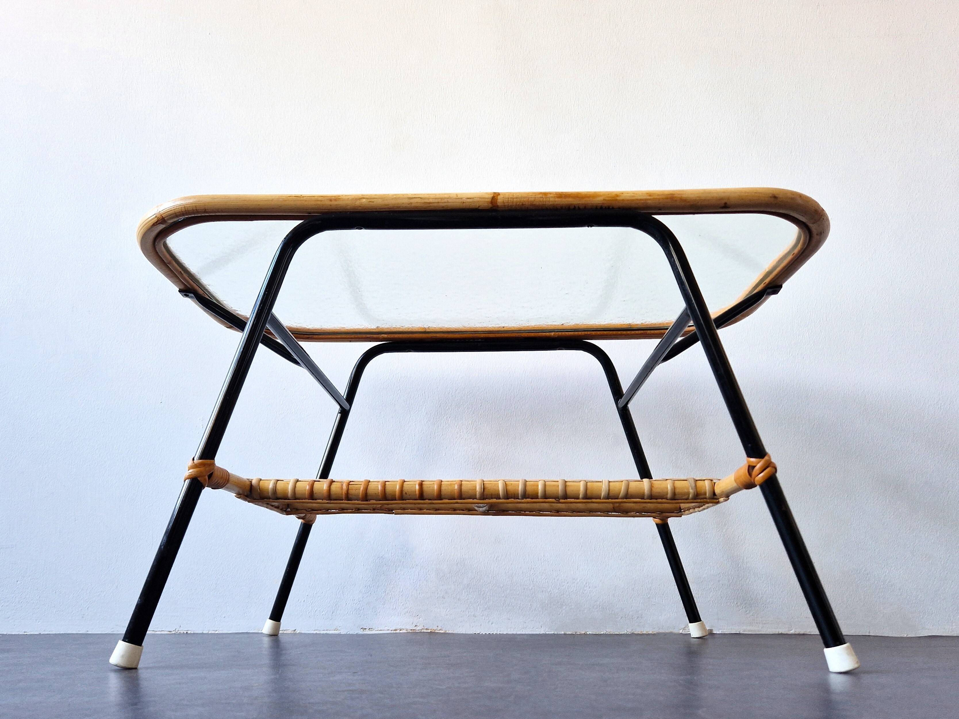 Rattan coffee table by Dirk van Sliedregt for Gebr. Jonkers, The Netherlands 1950's