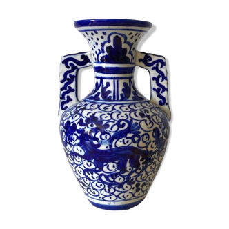 Petit vase amphore en céramique ancienne peinte à la main