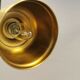 Small golden Danish hanging lamp in metal and brass.