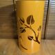 Orange Metal Cylindrical Design Umbrella Stand with Cut-Out Leaf Decoration #E2