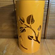 Orange Metal Cylindrical Design Umbrella Stand with Cut-Out Leaf Decoration #E2