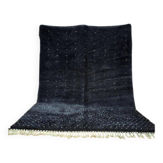 Handmade black pure wool rug, size 150 x 250 cm