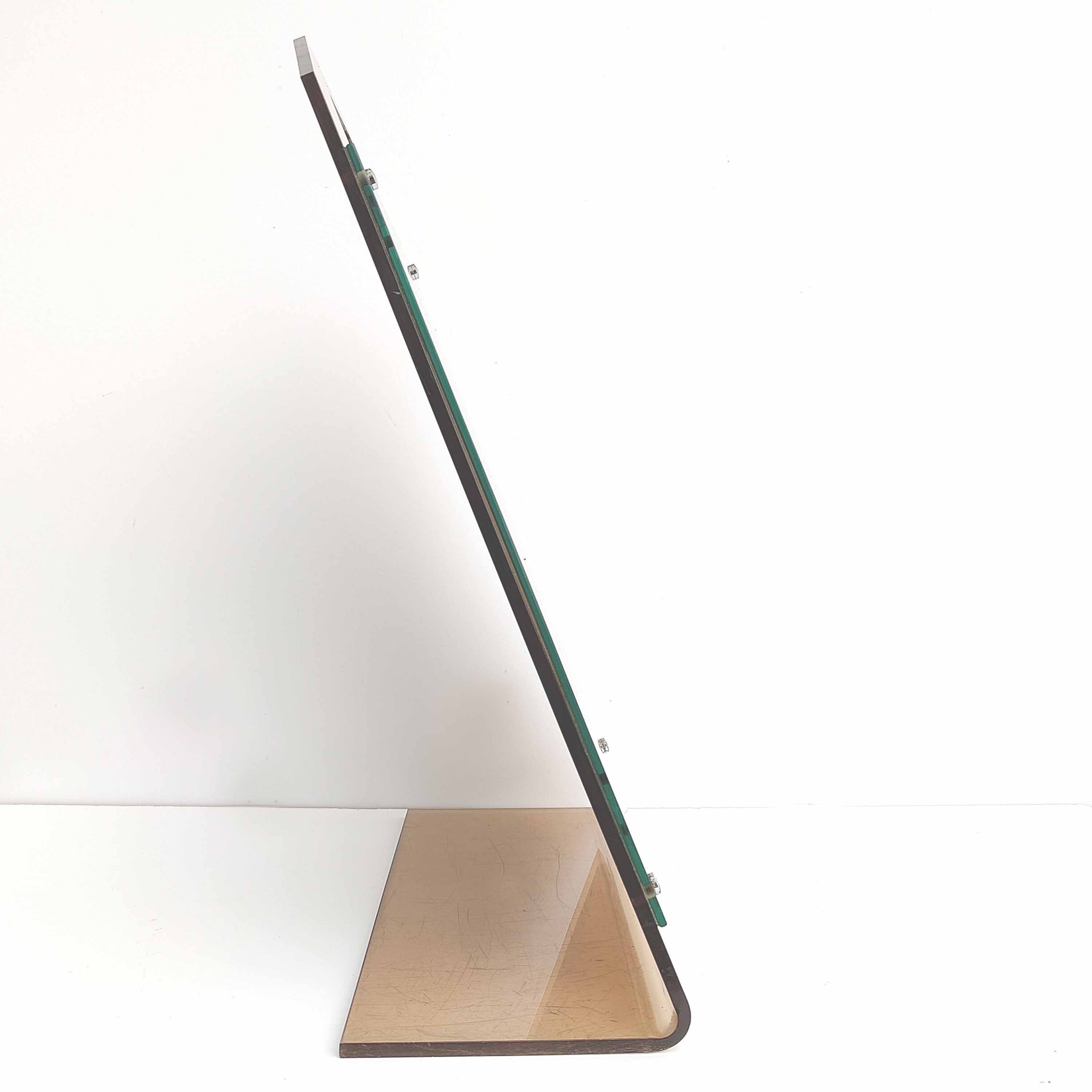 Mirror dressing table inclined plexiglass 70s trapezoid shape