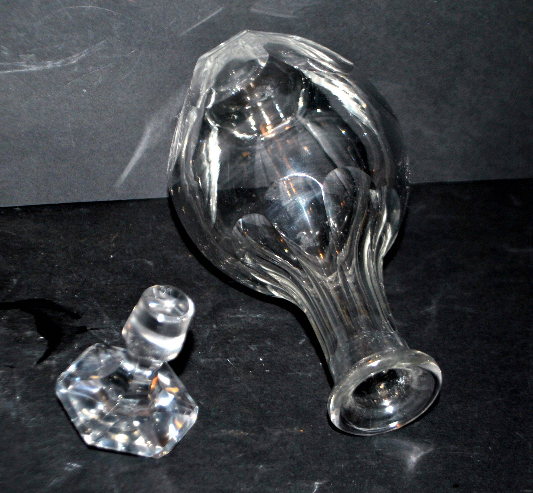 Antique Malmaison Harcourt flat-cut crystal decanter 21cm