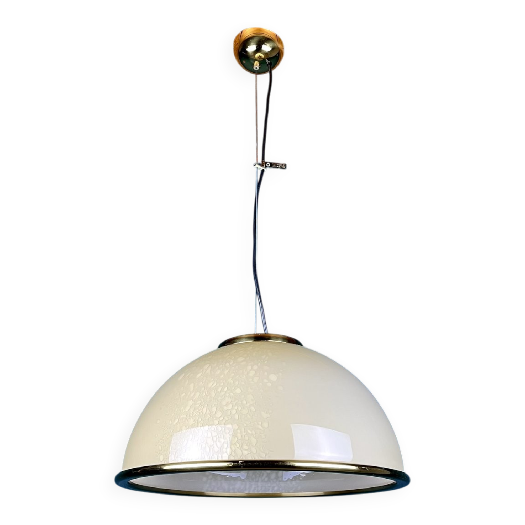 Vintage Murano glass pendant lamp in beige by F. Fabbian, Italy, 1970s.