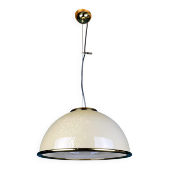 Vintage Murano glass pendant lamp in beige by F. Fabbian, Italy, 1970s.